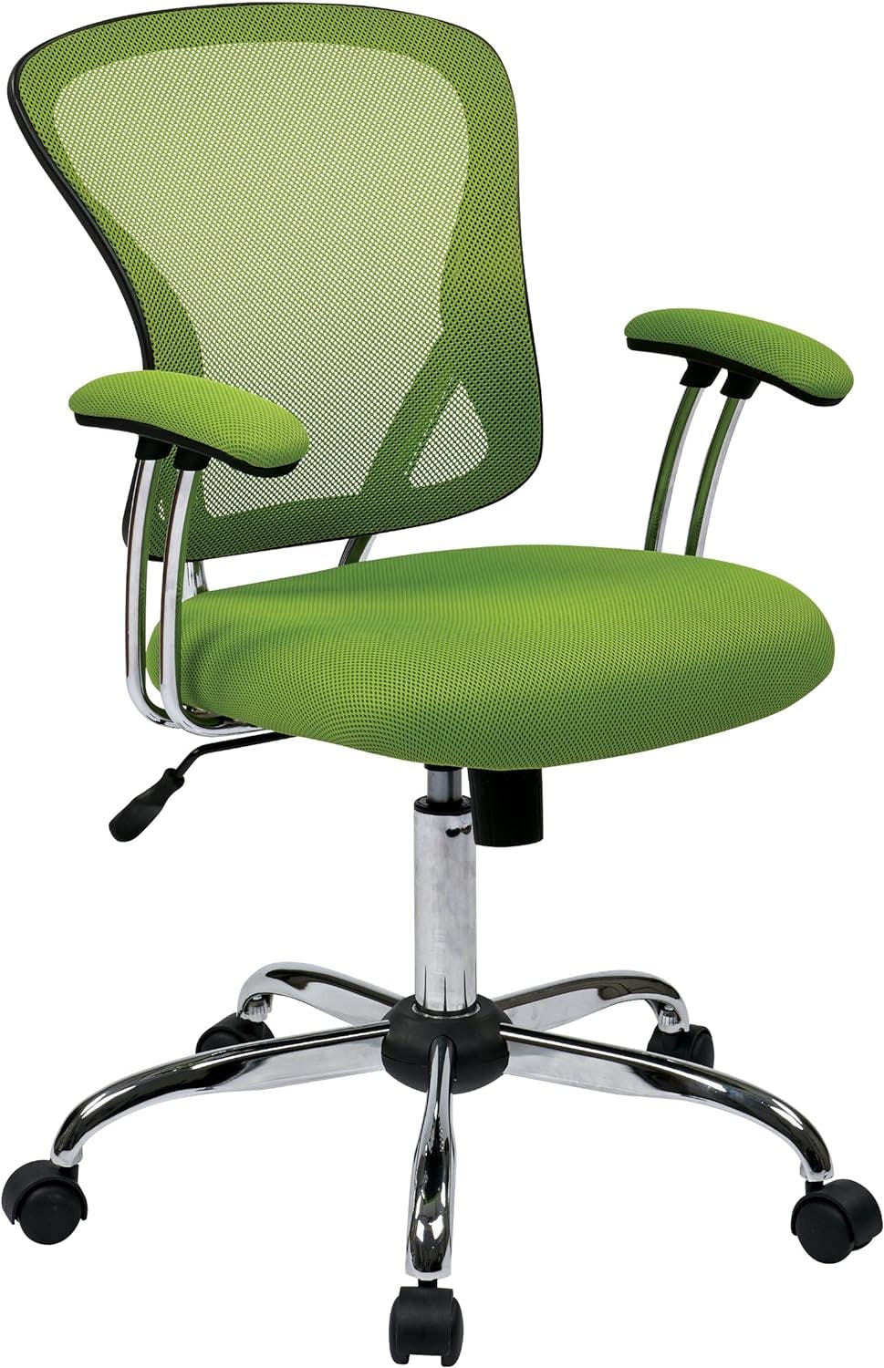 Energize Swivel Green Mesh and Leather Task Chair with Metal Accents