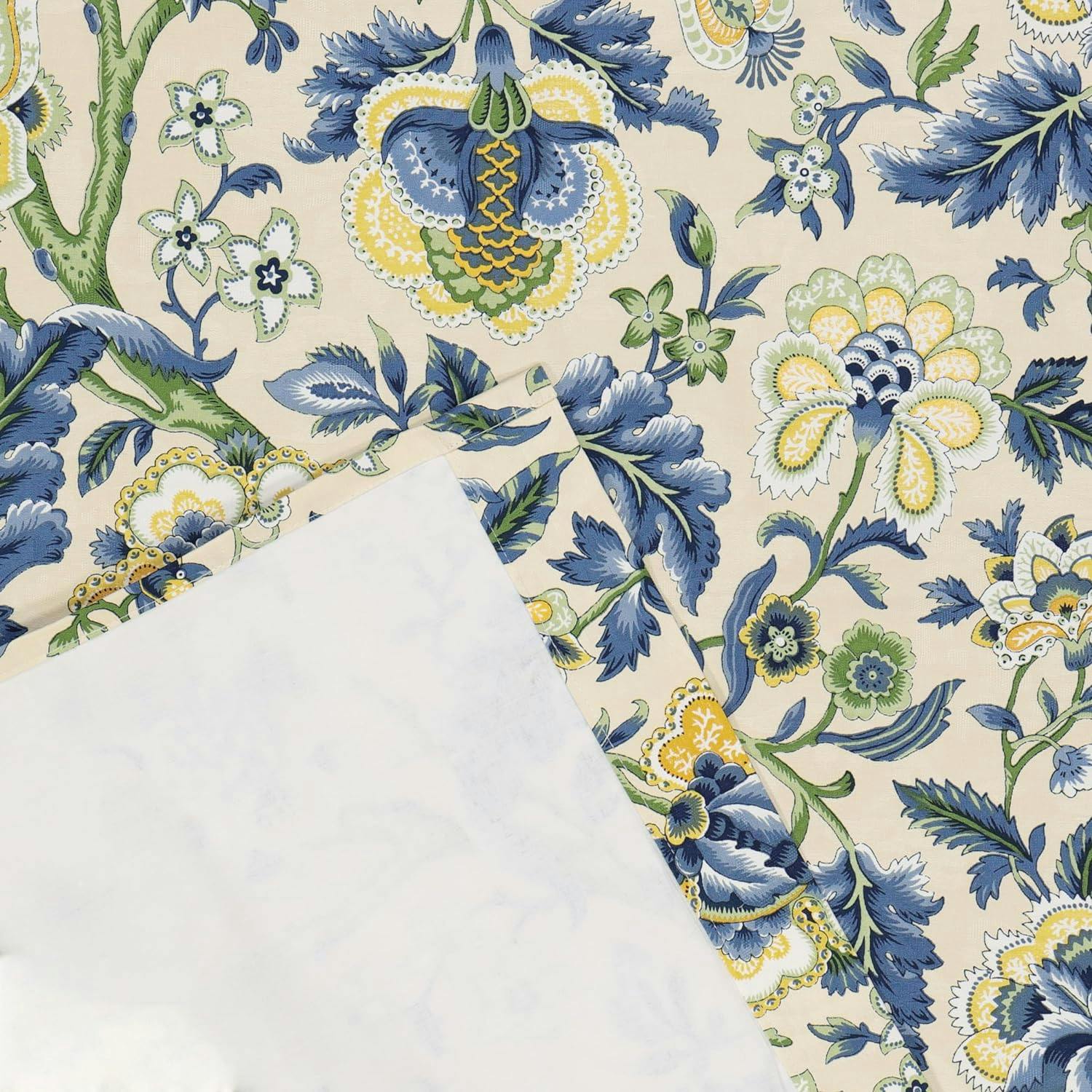 Imperial Elegance Porcelain Floral Jacobean Cotton Curtain Panel 52"W x 95"L