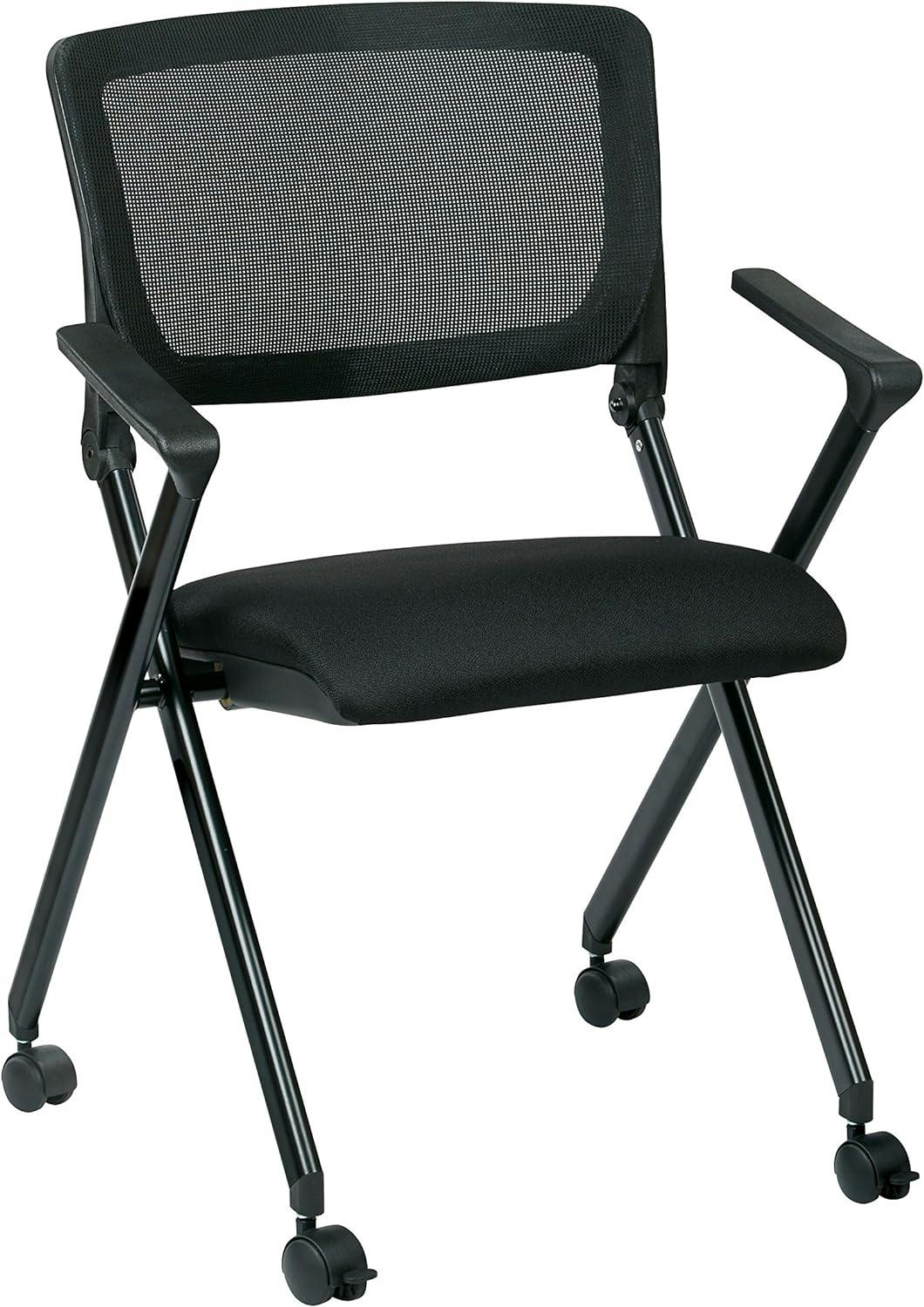 Deluxe Black Mesh and Fabric Folding Office Chair, 22"x36"