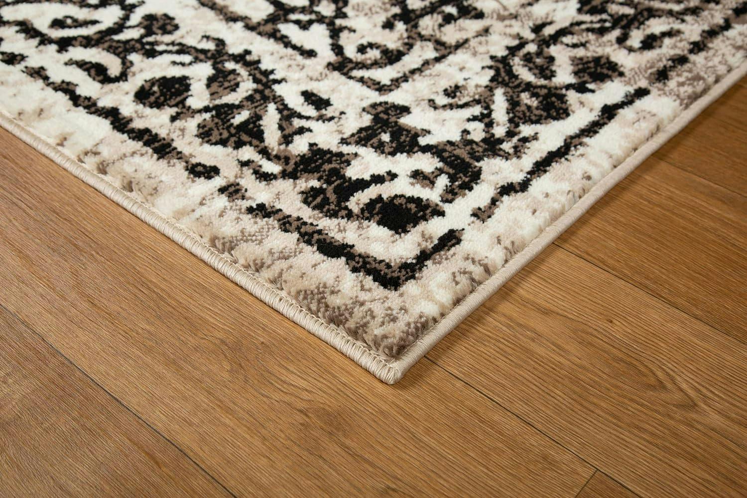 Reversible Black Synthetic 5' x 7' Easy-Care Area Rug
