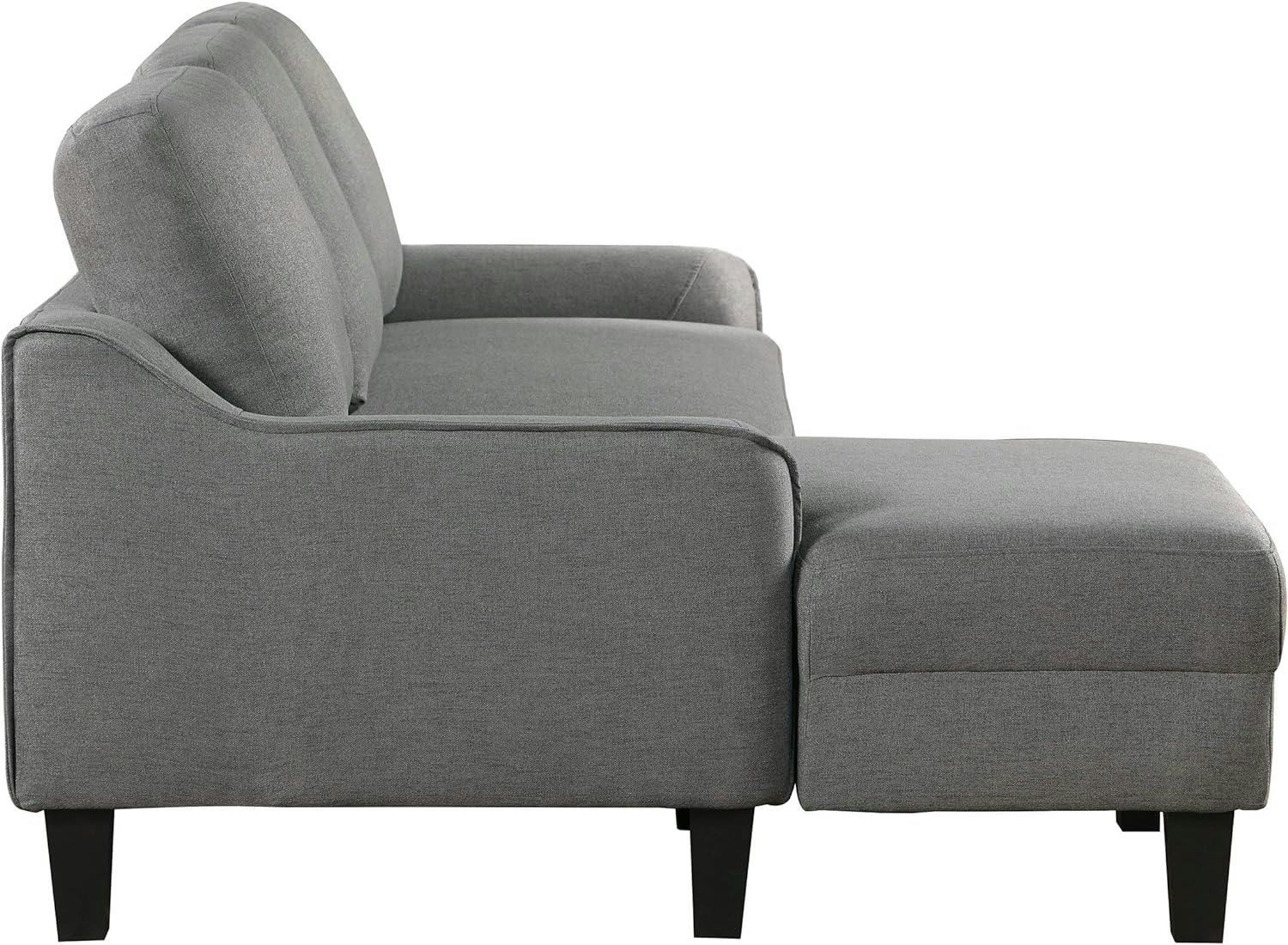 Twin Gray Fabric Sleeper Sectional with Metal Legs & Pillow-top Arm