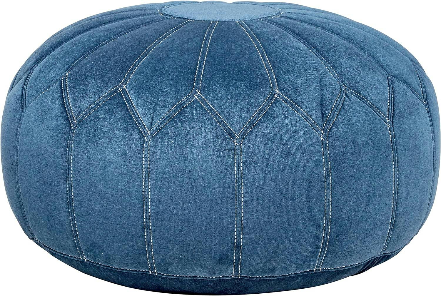 Kelsey Sophisticated Round Pouf Ottoman in Soft Brown