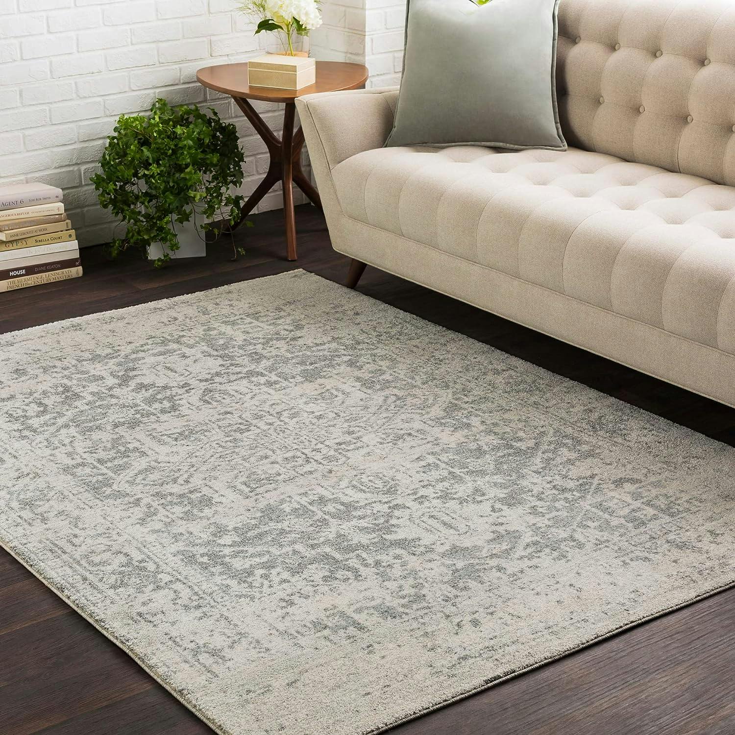 Worsham Gray Synthetic 31" Easy-Care Stain-Resistant Runner Rug
