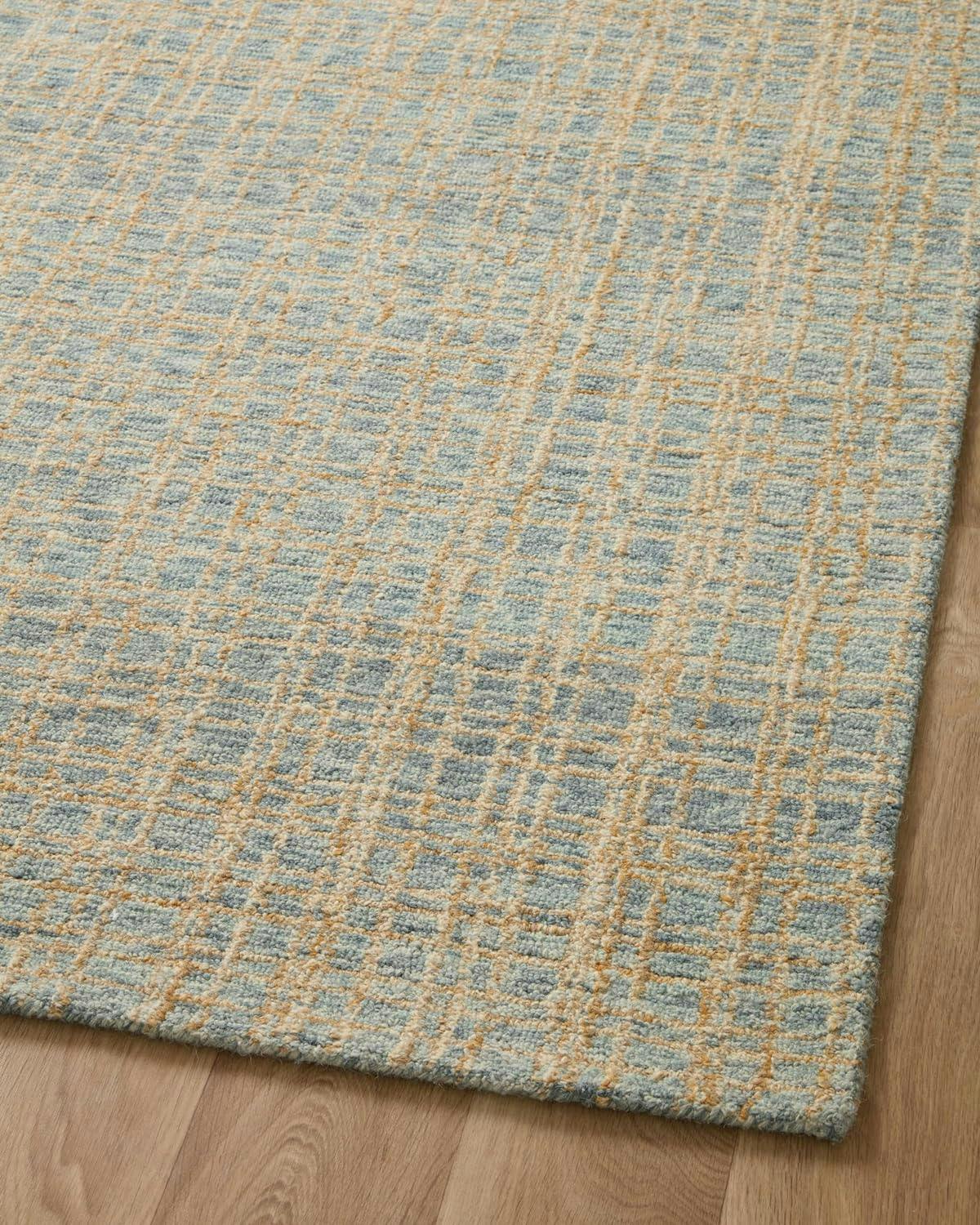 Handmade Tufted Blue/Sand Wool Rectangular Area Rug