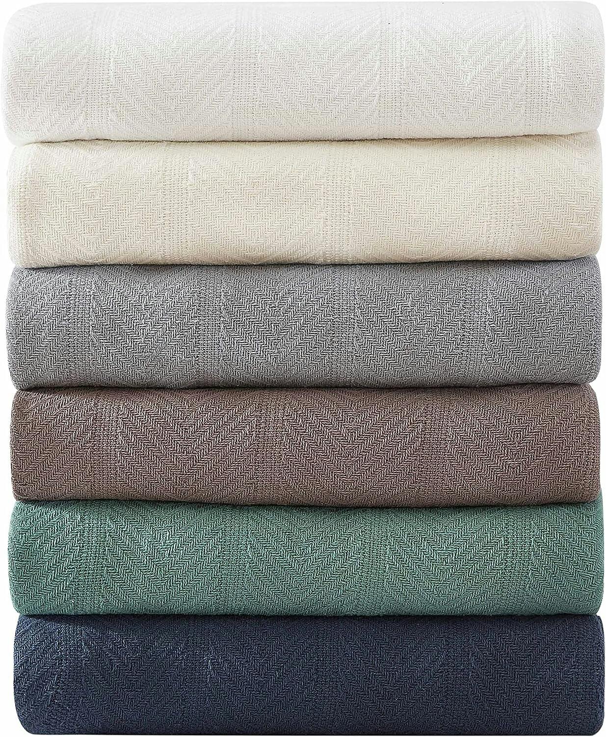 Herringbone Chrome Full/Queen Cotton Throw Blanket