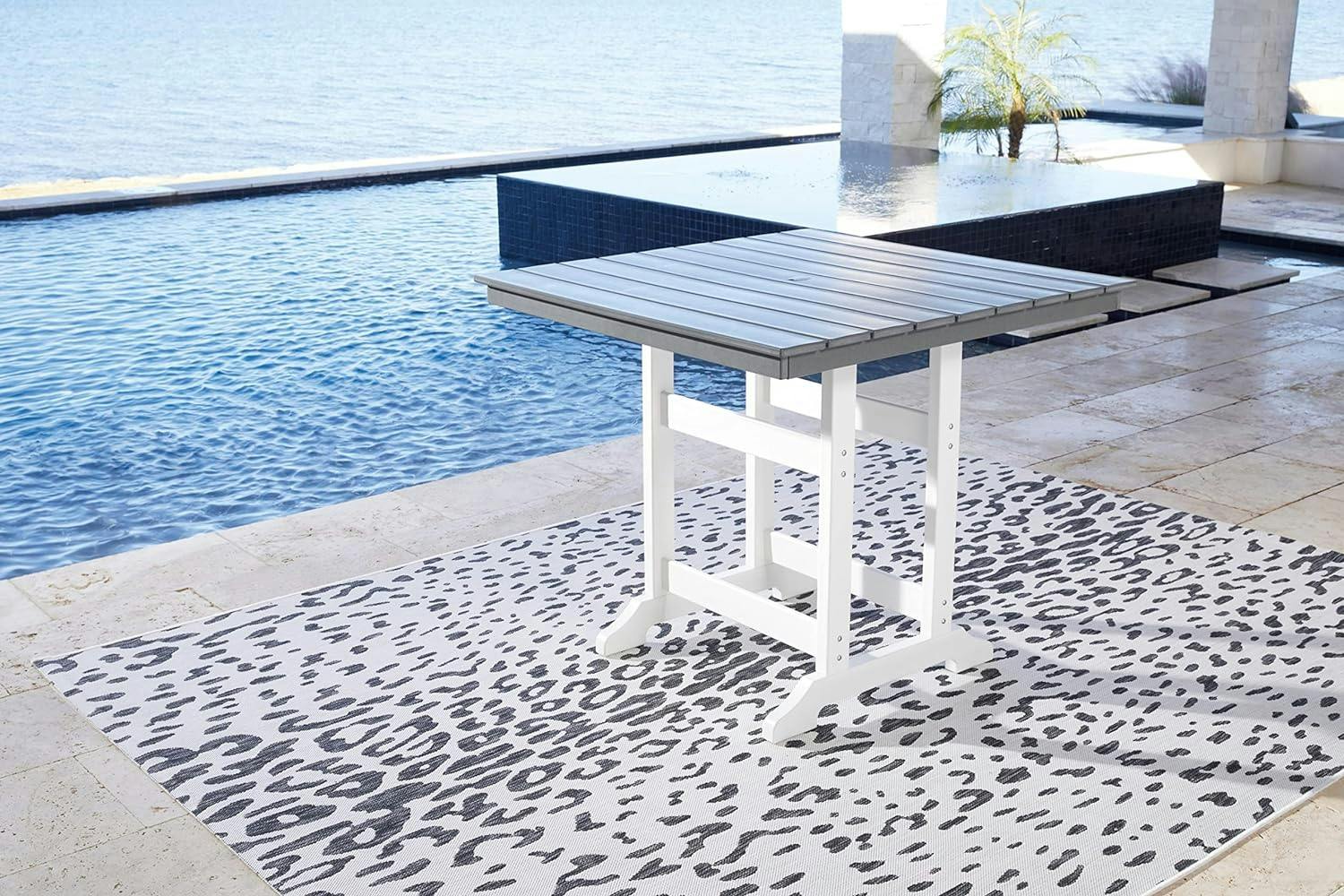 Transville 42" Two-Tone Gray and White Counter Height Outdoor Dining Table