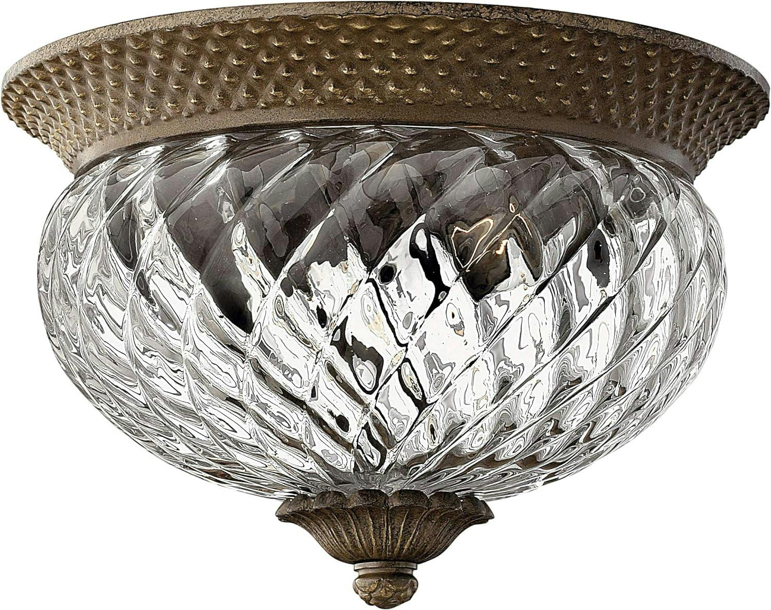 Pearl Bronze Dual-Light Flush Mount with Clear Optic Glass