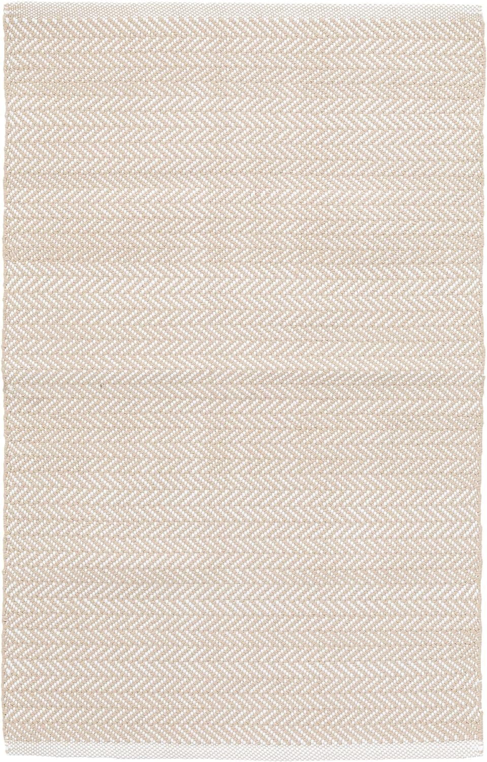 Linen White Hand-Knotted Herringbone Synthetic 6' x 9' Rug