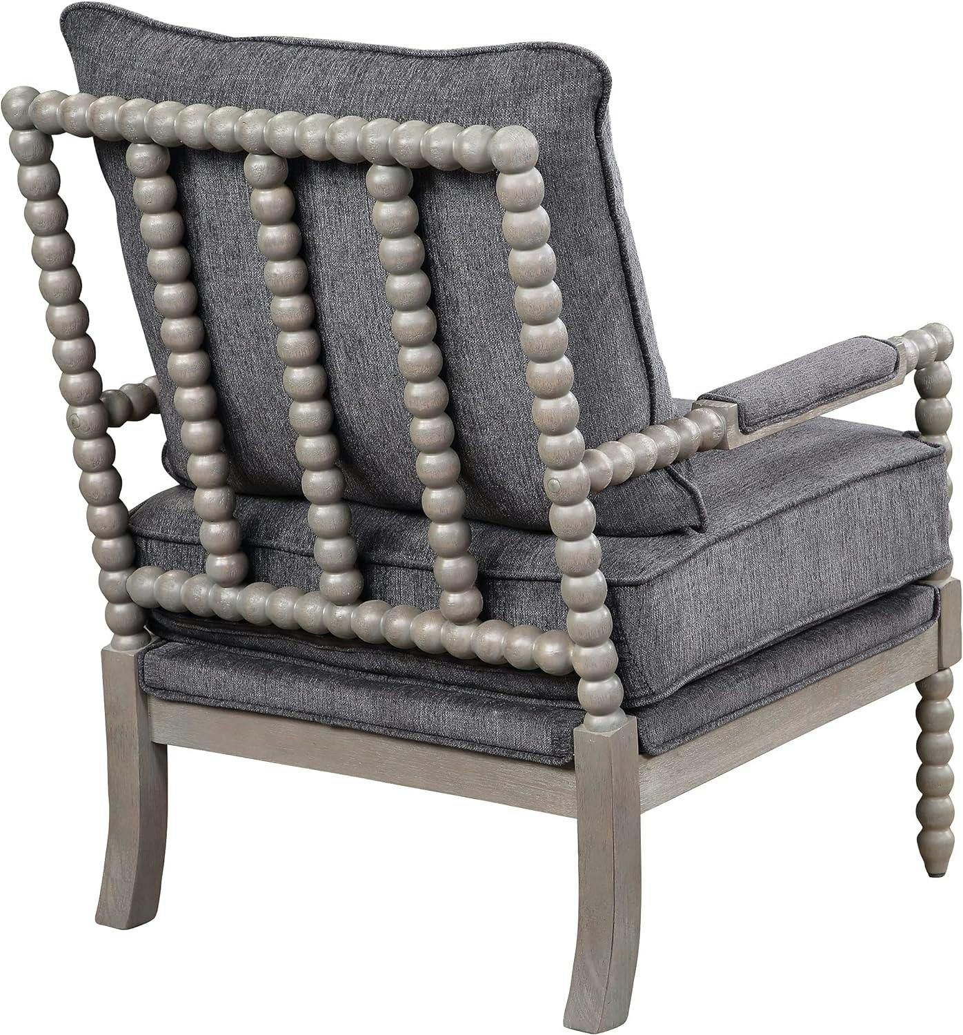 Abbott Spindle Charcoal Fabric Accent Chair with Brushed Grey Base