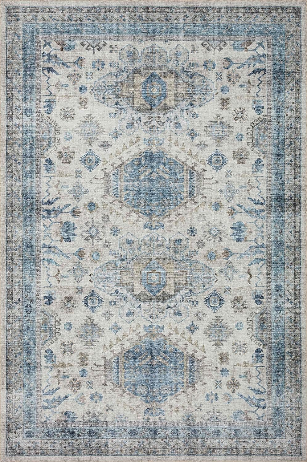 Ivory Medallion Runner Rug in Wool and Synthetic Blend, 30x90
