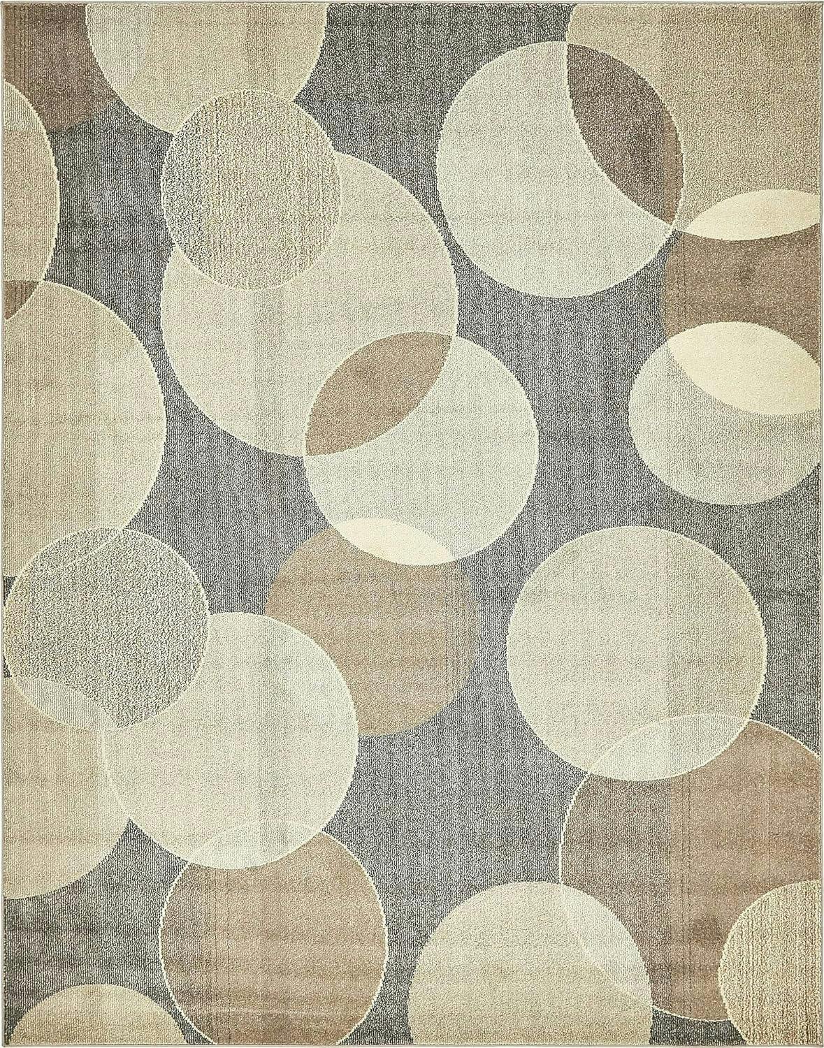 Chromatic Abstract Gray and Off-White 8' x 10' Area Rug