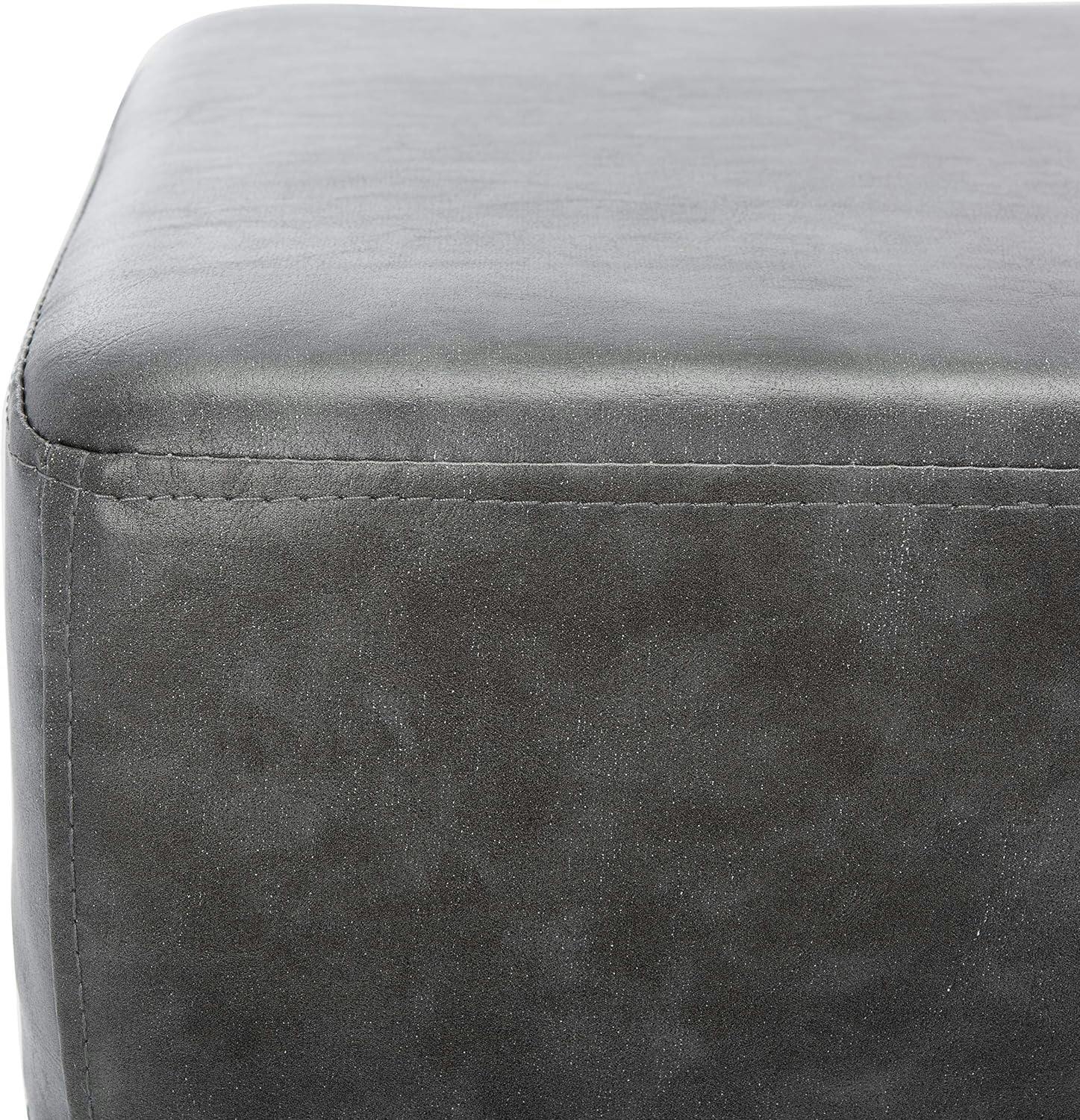 Elise Transitional 48" Black and Grey Faux Leather Bench
