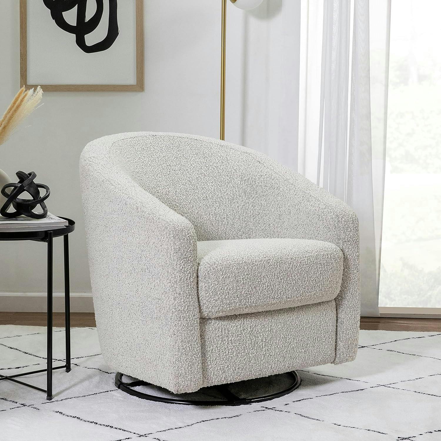 Madison 32.5'' Black White Boucle Swivel Glider Chair
