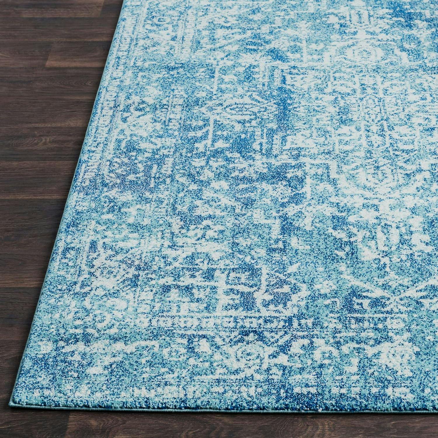 Reversible Teal Medallion 2'x3' Synthetic Area Rug