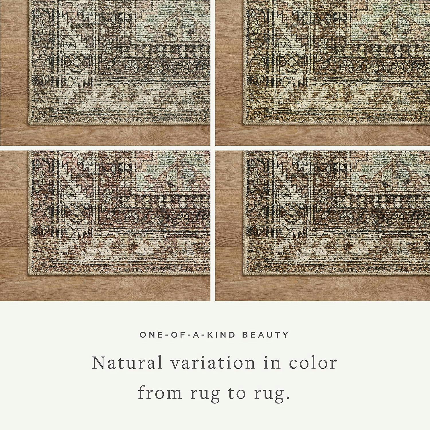 Light Blue Distressed Synthetic 6' x 9' Easy-Care Area Rug
