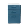 Poppin Stow 3-Drawer Metal Filing Cabinets for Home Office, Powder-Coated Steel File Cabinet Organizer for Hanging File Folders, Under Desk Storage Box with Drawers and Lock, White and Slate Blue
