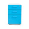 Poppin White + Pool Blue Stow 3-Drawer Vertical File Cabinet With Lock