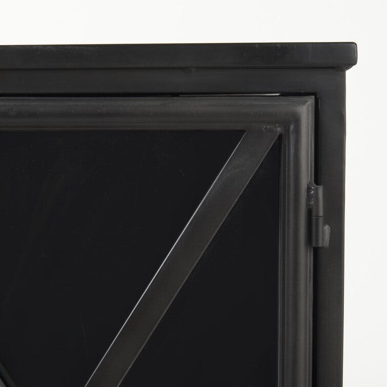 Poppy III Black Metal w/ 2 Glass Door Accent Cabinet