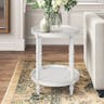 Bellport Round Wood Side Table with Shelf, White