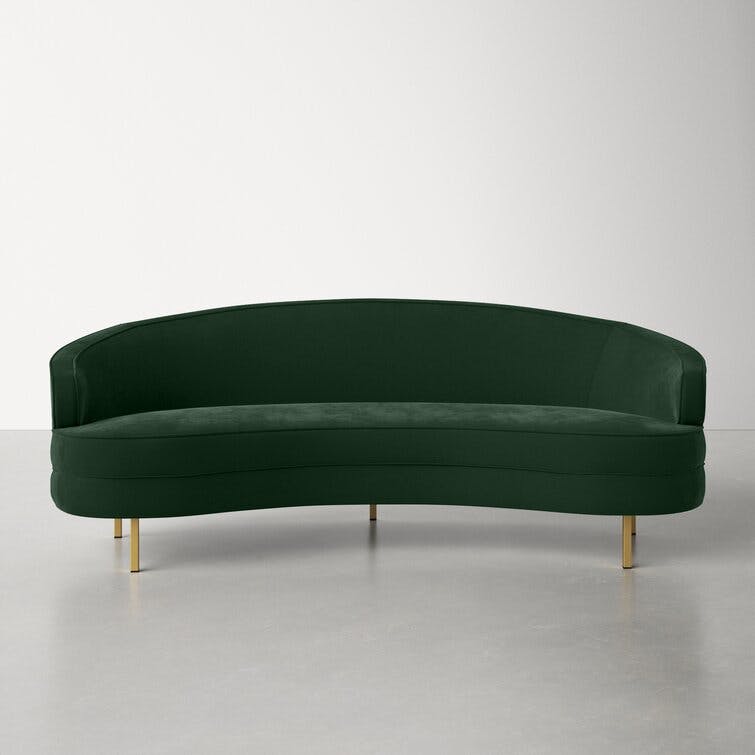 TOV Furniture Baila Modern Velvet Upholstered Living Room Sofa, 89.4" Green