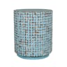 East At Main's Brillion Blue Round Coconut Shell Accent Table