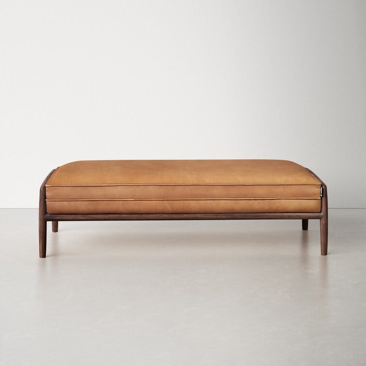 Mitsue Black Fabric and Leather Bench