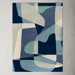 Gaye Handmade Wool Teal/Navy/Beige Rug