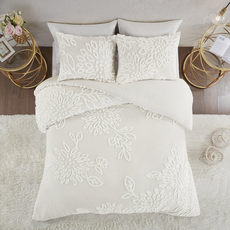 Gwyneth Tufted Cotton Chenille Floral Duvet Cover Set
