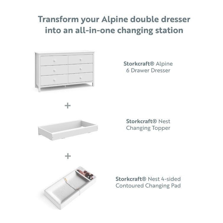 Alpine 6 Drawer Double Dresser