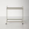 Henn&Hart 33" Satin Nickel Metal/Glass Bar Cart