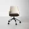 Desi Office Chair, Ivory Fabric and Brown Leatherette With Black Base