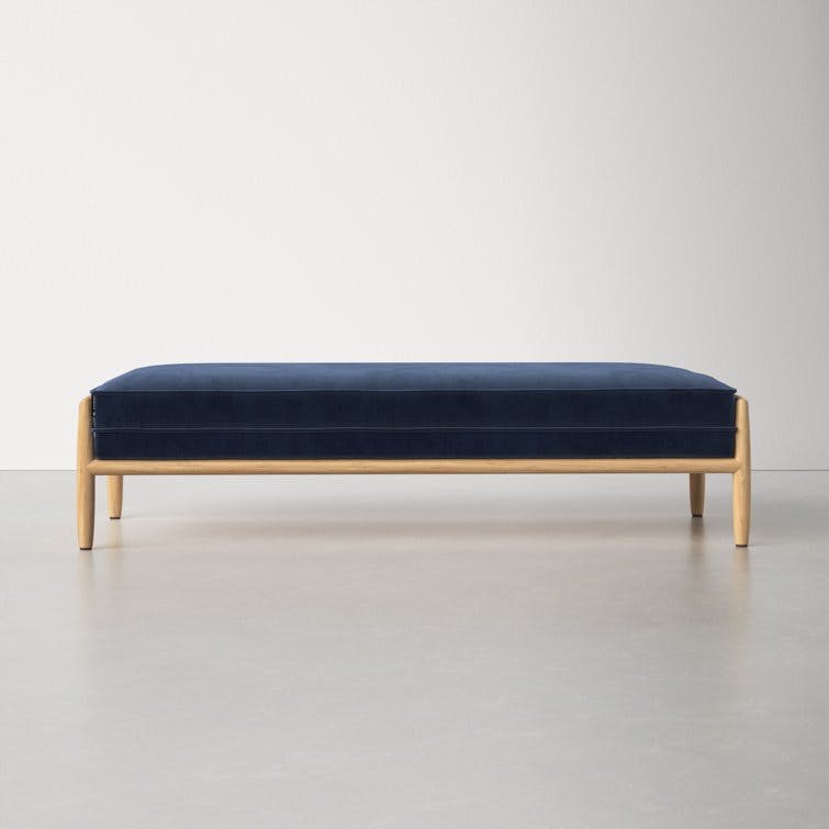 Mitsue Black Fabric and Leather Bench