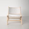 Safavieh Home Luna White and Natural Leather Woven Accent Chair