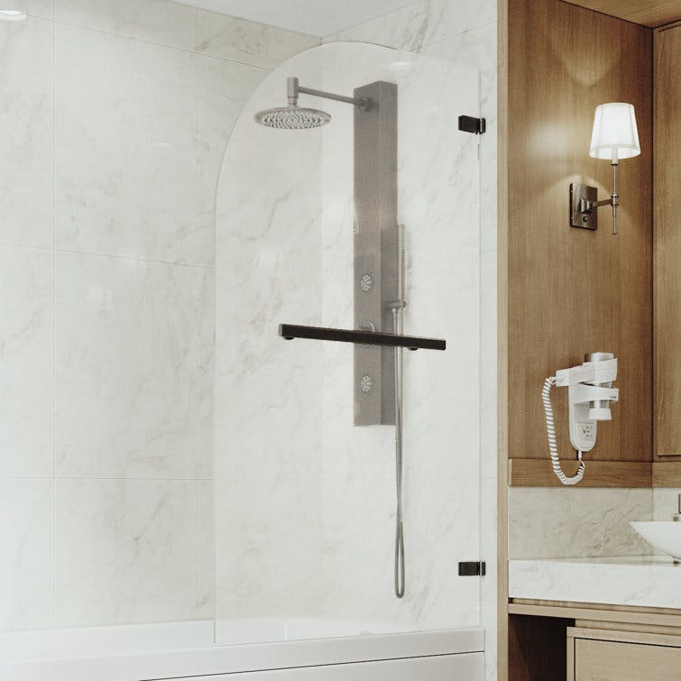 Orion 34'' W x 58'' H Hinged Door Frameless Tub Door with Seal-Thru™ Technology