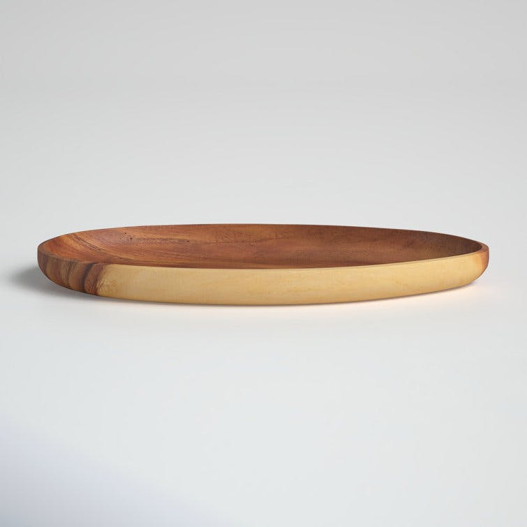 Derbey 12"L Oval Carved Acacia Wood Serving Platter