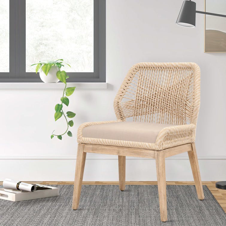 Fabric Side Chair in Beige/Ivory