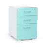 Poppin White + Aqua Stow 3-Drawer Vertical File Cabinet With Lock