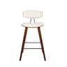 Fox 26 Mid-Century Counter Height Barstool in Cream Faux Leather with...