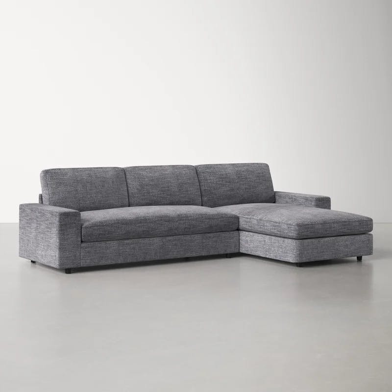 Ethan Quarry Gray Linen and Wood 111" Modern Sofa Chaise