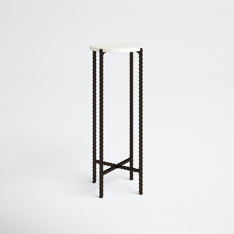 Lia Round Marble and Metal Accent Table