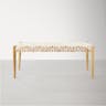 SAFAVIEH Home Collection Bandelier Natural Teak Wood/ Off-White Leather Weave Entryway Foyer Dining Bench