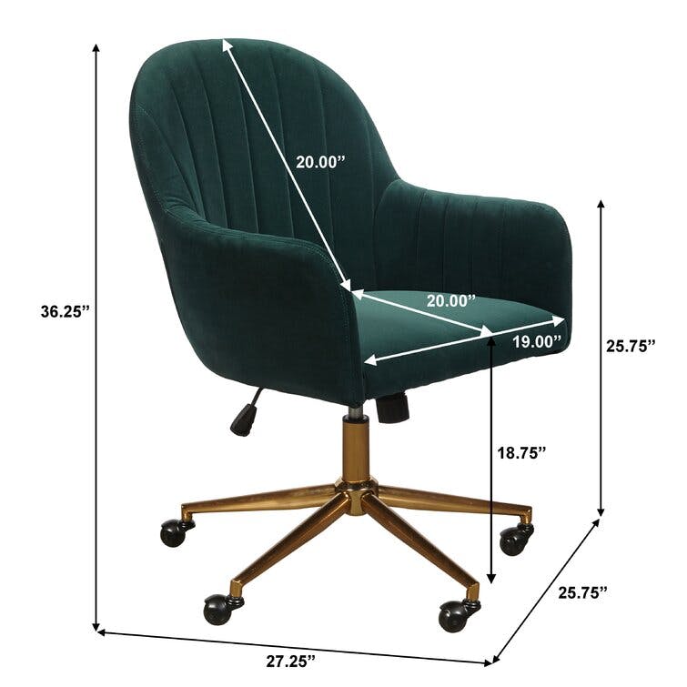 Marius Emerald Green Velvet Channel Tufted Swivel Office Chair