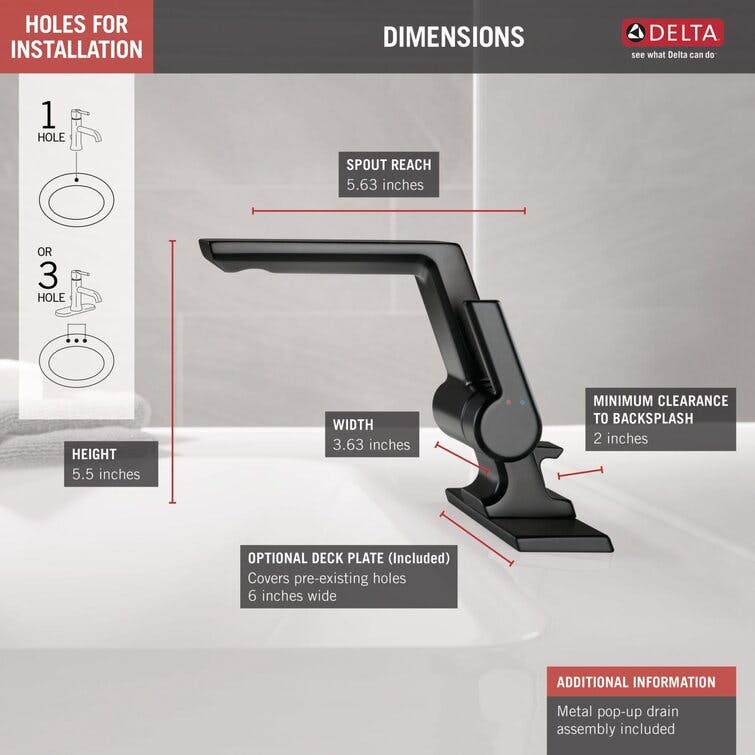 Pivotal Single Hole Bathroom Faucet with Drain Assembly