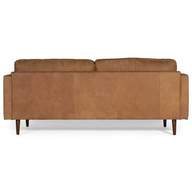 Contemporary Tufted Brown Fabric Sofa with Removable Cushions