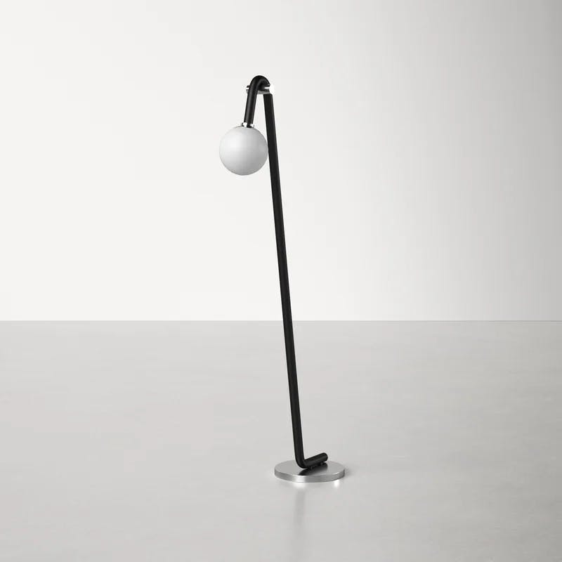 Contemporary Whit 60'' Adjustable Arc Floor Lamp in Black and Silver