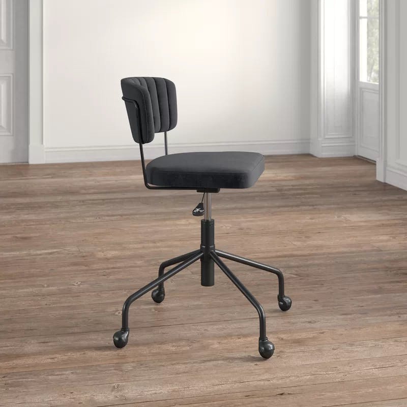 Tania Contemporary Black Velvet 28.5" Swivel Task Chair
