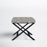Homepop Home Decor | Modern Square Ottoman with Metal X Base | Ottoman for Living Room & Bedroom | Decorative Home Furniture (Charcoal Square Geometric)
