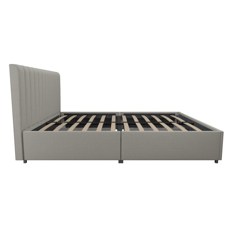 Brittany Full Gray Upholstered Platform Storage Bed