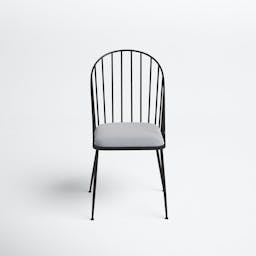 Marlowe Upholstered Metal Windsor Back Side Chair in Black