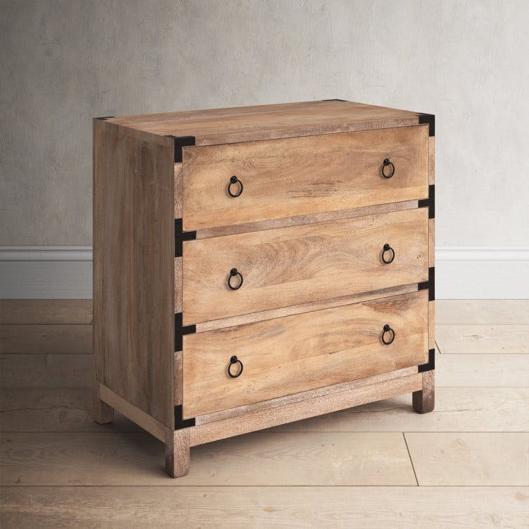 Aerial Natural Wood 3-Drawer Storage Cabinet
